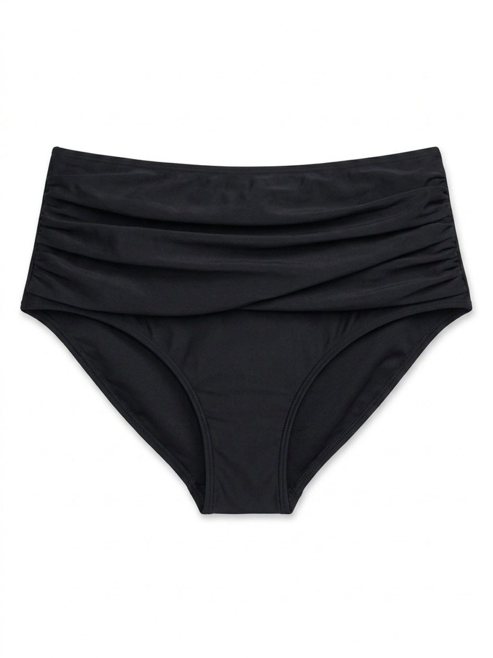 High-Waist Black Swim Bikini Bottom - Classic Coverage